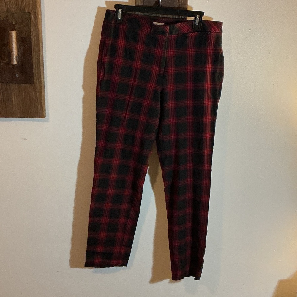 J Jill Women’s Red and Black Plaid Pants